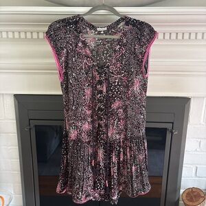 Poupette St. Barth Black and Pink Mini Dress